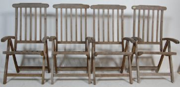 SET OF FOUR 20TH CENTURY FRENCH OAK FOLDING GARDEN CHAIRS