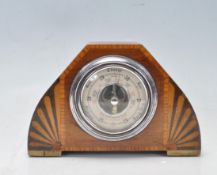 EARLY 20TH CENTURY ART DECO OAK MANTEL BAROMETER