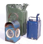 20TH CENTURY 20L METAL JERRY CAN, PARAFFIN DISPENSER AND ROAD LAMP