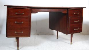 1960’S DANISH INSPIRED TEAK WOO TWIN PEDESTAL DESK