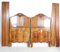 TWO ART DECO WALNUT FRENCH BEDS
