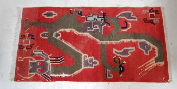 VINTAGE 20TH CENTURY HANDWOVEN TIBETAN RUG