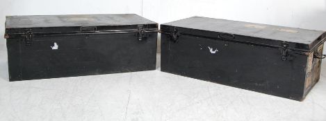 COLLECTION OF THREE VINTAGE INDUSTRIAL 20TH CENTURY STEAMER TRUNKS