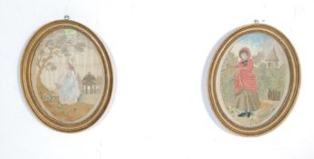 TWO 19TH CENTURY VICTORIAN SILKWORK EMBROIDERY