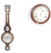 19TH CENTURY ANTIQUE MAHOGANY BANJO BAROMETER