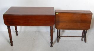 19TH CENTURY VICTORIAN MAHOGANY PEMBROKE TABLE AND A EDWARDIAN MAHOGANY SUTHERLAND TABLE