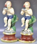 MATCHING PAIR OF 19TH CENTURY ITALIAN MAJOLICA DANCING FIGURES