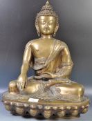 HEAVY LARGE AND IMPRESSIVE ANTIQUE BRONZE FIGURE OF BUDDHA