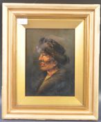 19TH CENTURY OIL ON BOARD PORTRAIT PAINTING OF AN ELDERLY GENTLEMAN