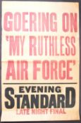 RARE EVENING STANDARD GOERING RELATED NEWSPAPER STAND POSTER
