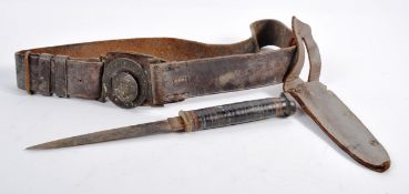 ANTIQUE ' THE BOYS BRIGADE ' BELT HOLSTER & KNIFE