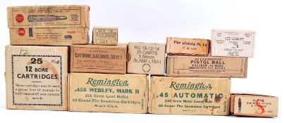 COLLECTION OF ASSORTED WWII AND LATER AMMUNITION BOXES