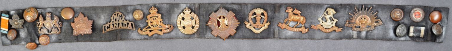 ORIGINAL WWI FIRST WORLD WAR 'GLORY' CAP BADGE BELT, WITH PROVENANCE