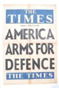 RARE ORIGINAL 1938 THE TIMES NEWSPAPER ADVERTISING POSTER - AMERICA