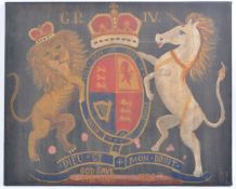 OIL ON CANVAS - KING GEORGE IV COAT OF ARMS