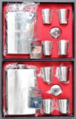 TWO ROYAL MARINE COMMANDO RELATED HIP FLASK GIFT SETS