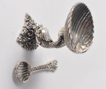 STAMPED STERLING 925 SILVER SALT CELLAR IN THE FORM OF A FISH.