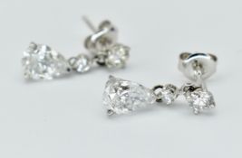 PAIR OF 18CT WHITE GOLD 2.4CT DIAMOND EARRINGS
