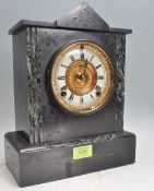 ANTIQUE SLATE MANTEL CLOCK OF ARCHTECTURAL FORM