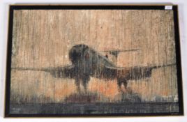 DAVID ARNOTT - MID CENTURY PAINTING TITLED 'TAKE OFF IN THE RAIN'