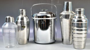 COLLECTION OF VINTAGE COCKTAIL SHAKERS AND ICE BUCKET