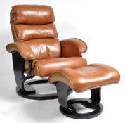 RETRO VINTAGE DANISH RECLINING ARMCHAIR & FOOTSTOOL