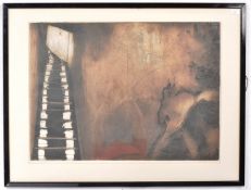 ANNI SNAPE - ENGLISH ARTIST - UPSTAIRS - FRAMED INTAGLIO PRINT