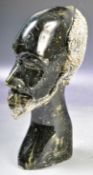 VINTAGE CARVED POLISHED SOAPSTONE BUST OF A GENTLEMAN