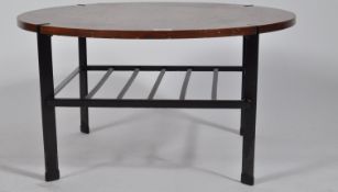 RETRO TEAK AND EBONSED METAL COFFEE TABLE