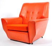 RETRO VINTAGE VIBRANT ORANGE FAUX LEATHER ARMCHAIR