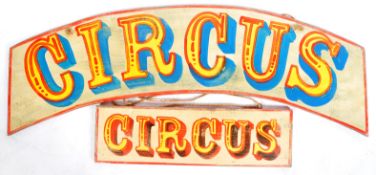TWO ORIGINAL VINTAGE CIRCUS FAIRGROUND WOODEN SIGNS