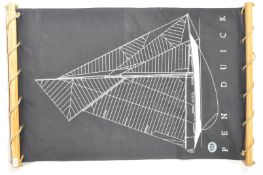 1980'S HANGING CANVAS ON BATTENS PEN DUCK BANNER