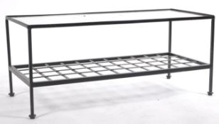 RETRO METAL BLACK PAINTED TWO TIER COFFEE TABLE