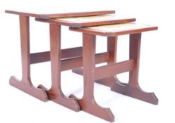 G-PLAN MID CENTURY TEAK AND TILE TOPPED NEST OF TABLES