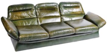 MID CENTURY ITALIAN FULL GRAIN LEATHER SOFA SETTEE