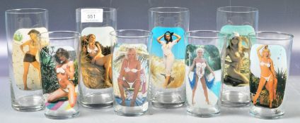 EIGHT RETRO NOVELTY EROTIC DRINKING GLASSES