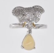 STAMPED 925 SILVER LADIES ELEPHANT DRESS RING