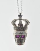 STAMPED 925 SILVER PENDANT NECKLACE SET WITH PINK STONE EYES.