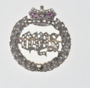 DIAMOND AND RUBY MILITARY SWEETHEART BROOCH
