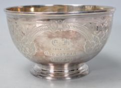 VICTORIAN MARTIN HALL AND CO SILVER HALLMARKED INSCRIBED SUGAR BOWL.
