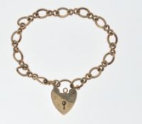 9CT GOLD HEART LOCK BRACELET