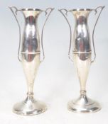 PAIR OF EDWARDIAN ART NOUVEAU SILVER VASES