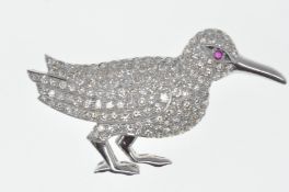 VINTAGE DIAMOND AND RUBY BIRD BROOCH