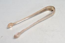 BENJAMIN TAITT GEORGIAN IRISH SILVER SUGAR TONGS