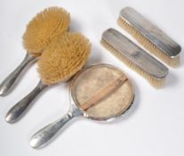 1920S ART DECO STYLE SILVER HALLMARKED VANITY BRUSH SET.