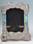 STAMPED STERLING SILVER AND ENAMEL ART NOUVEAU PICTURE FRAME