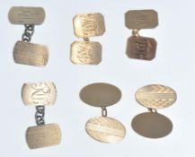 THREE PAIRS OF VINTAGE GENTLEMAN'S CUFFLINKS
