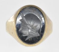 9CT GOLD LAVA SET CAMEO RING
