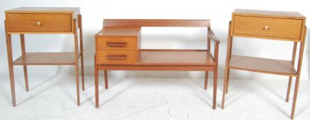 PAIR OF VINTAGE UNIFLEX BED SIDE TABLES AND TELEPHONE TABLE