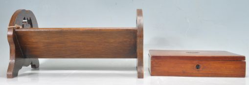 ANTIQUE 19TH CENTURY OAK BOOK TROUGH AND WRITING BOX.